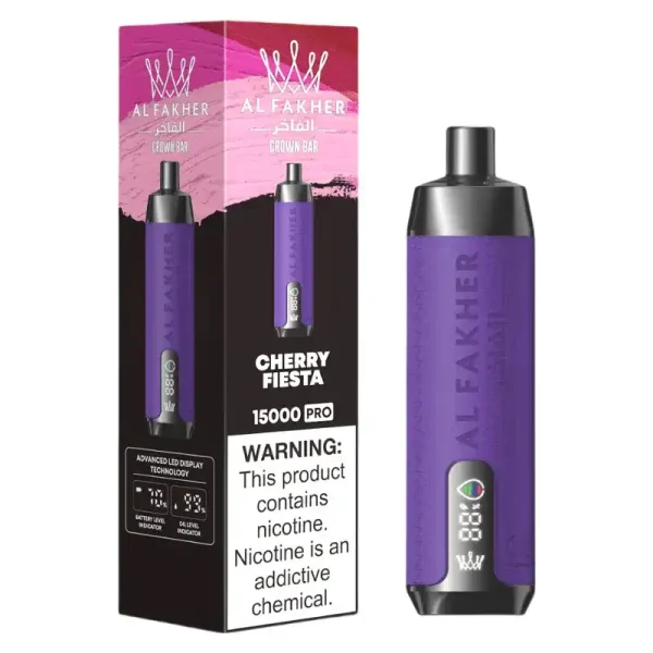 AL Fakher Crown Bar 15K Pro 15000 Puffs 2% 5% Nicotine 18 ML of E-liquid Battery and Ejuice Display Battery Rechargeable (Type-C) Disposable Vape