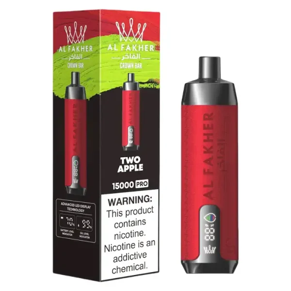 AL Fakher Crown Bar 15K Pro 15000 Puffs 2% 5% Nicotine 18 ML of E-liquid Battery and Ejuice Display Battery Rechargeable (Type-C) Disposable Vape