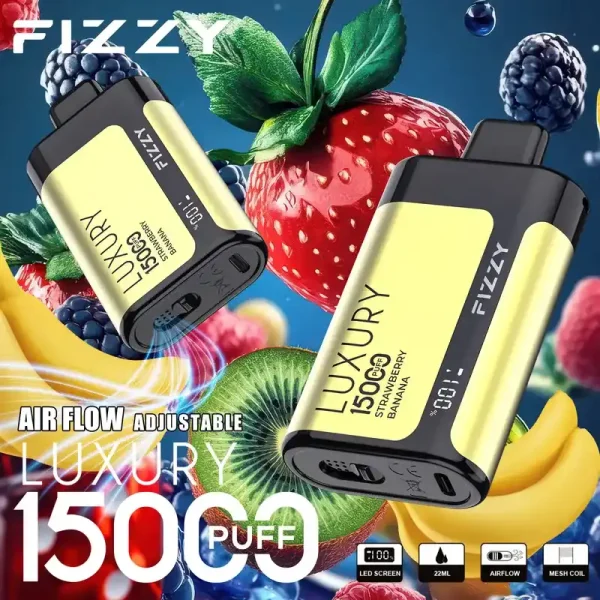 Fizzy Luxury 15K (15000) Puffs 22ML E-liquid Mesh Coil LCD Screen Adjustable Air Flow 15flavors 650mAh Rechargeable Battery 2% 5% Nicotine Disposable Vape vapepod.cn