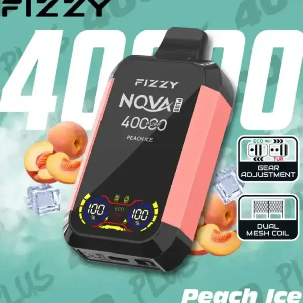 Fizzy Nova Plus 40K (40000) Puffs Peach Ice – Premium Arctic Fruit Disposable Vape 1 Fizzy-Nova-Plus-40K-40000-Puffs-Disposable-Vape