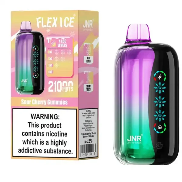 JNR Flex Ice 21K (21000) Puffs 0% 2% 5% Nicotine 26ml E-liquid 1000mAh Rechargeable Battery LED Display Disposable Vape 5 JNR Flex Ice 21K (21000) Puffs 0% 2% 5% Nicotine 26ml E-liquid 1000mAh Rechargeable Battery LED Display Disposable Vape