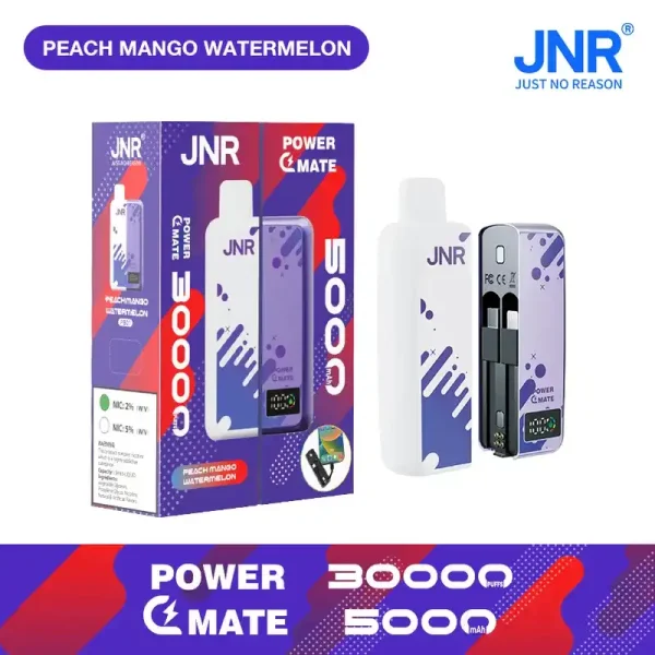 JNR Power Mate 30K (30000) Puffs 30ML E-liquid Smart LCD Screen 2% 5% Nicotine 5000mAh Power Bank Battery Disposable Vape 7 JNR Power Mate 30K (30000) Puffs 30ML E-liquid Smart LCD Screen 2% 5% Nicotine 5000mAh Power Bank Battery Disposable Vape