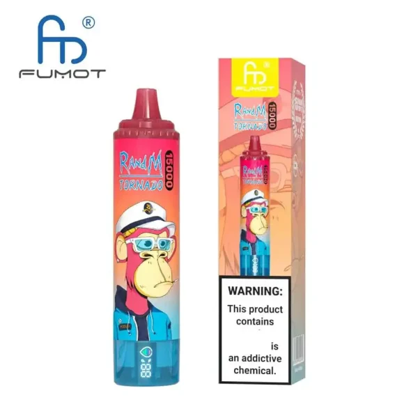 RandM Tornado 15K (15000) Puffs LED Display 25ml E-liquid 850mAh Rechargeable Battery 2% 5% Nicotine Disposable Vape